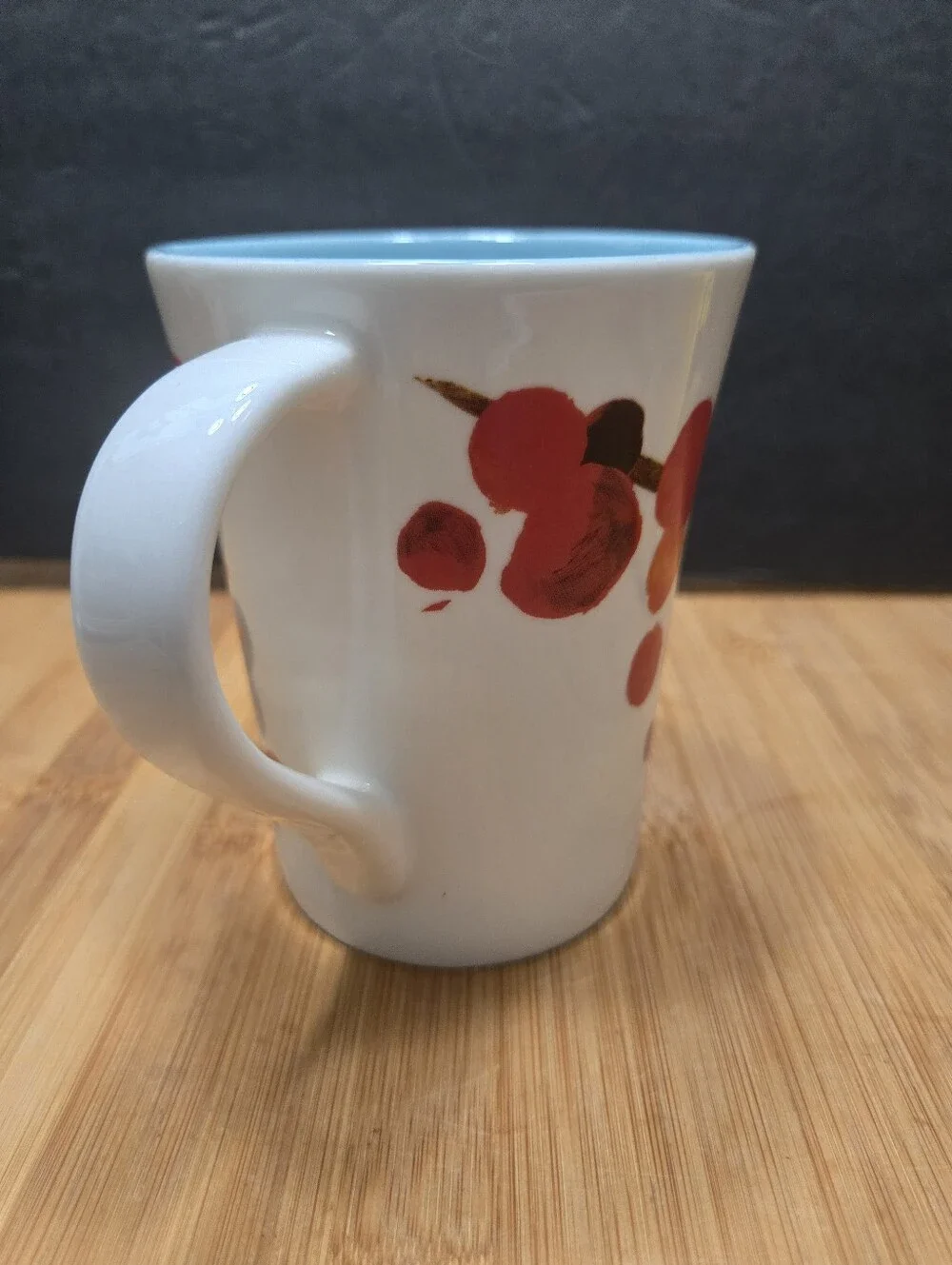 Starbucks Coffee Bean Blue Flowers Red Coffee Beans Floral Coffee Cup 12oz Mug